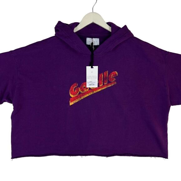 Gaelle Paris Women Purple Oversized Relaxed Hoody Cotton Sweatshirt Size IT 2 - Picture 5 of 12